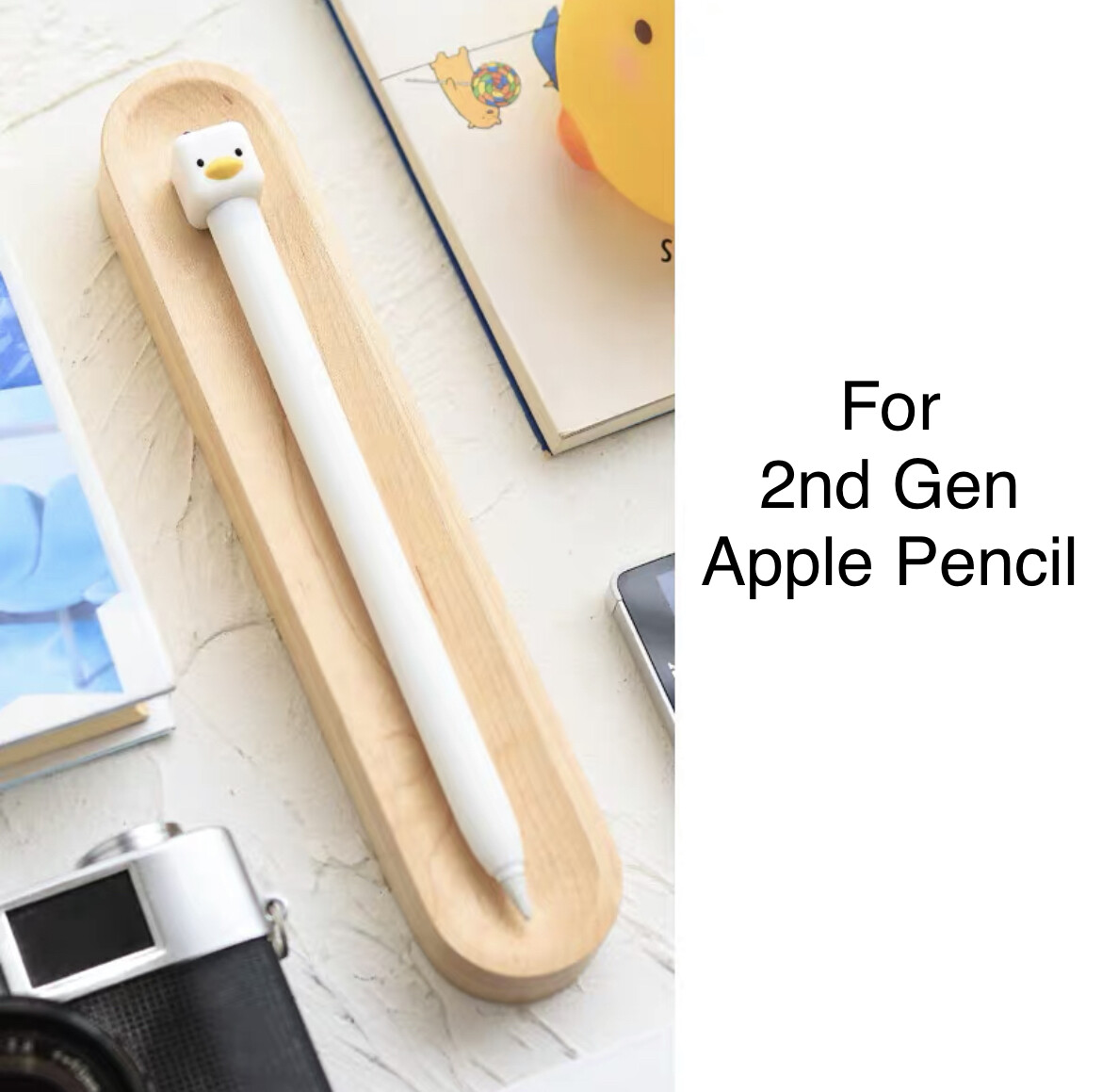 Apple Pencil 2 and 1 Silicone Case Cute duck Soft cover black white