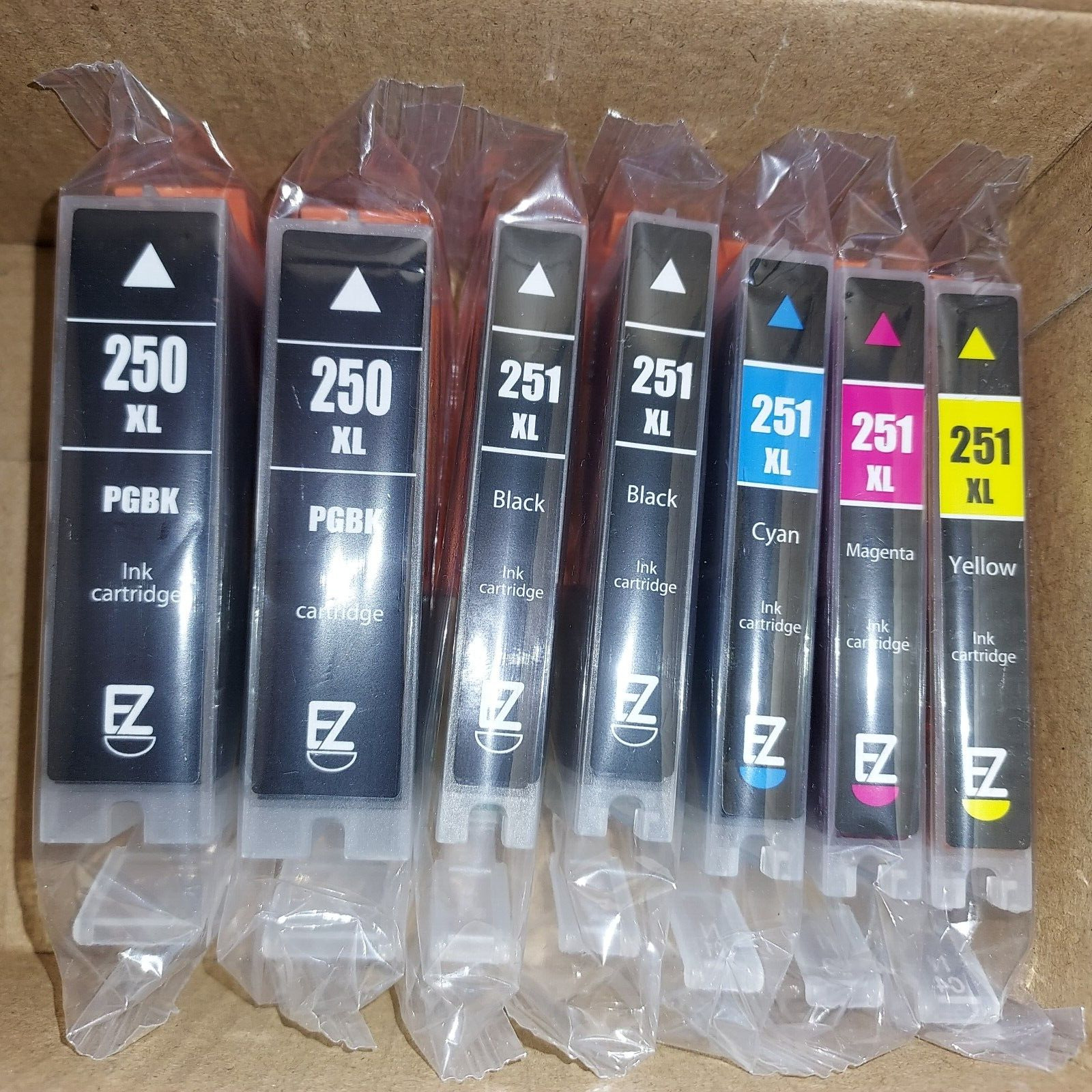 EZInk Cartridges for Canon 251XL 7 Sealed Black Cyan Magenta Yellow 