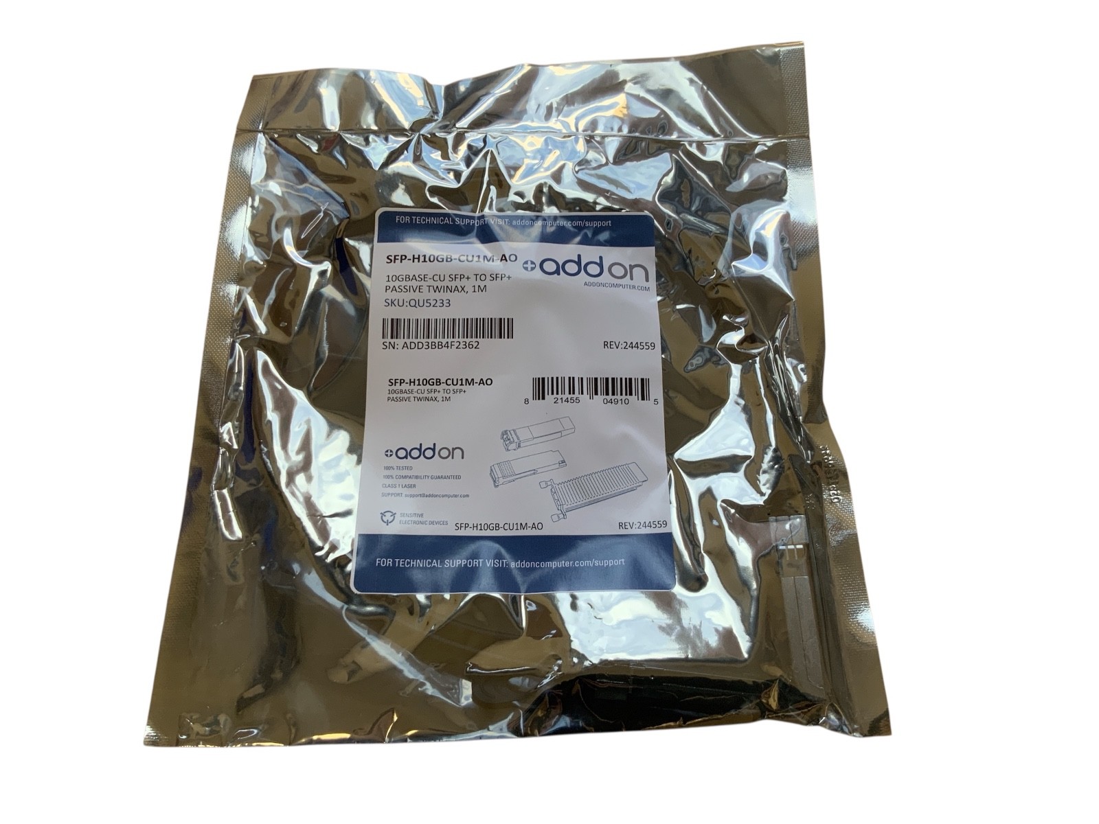 AddOn 1M 10GBase-3CU DAC SFP+ Passive Twinax Cable F/Cisco SFP-H10GB-CU1M-AO