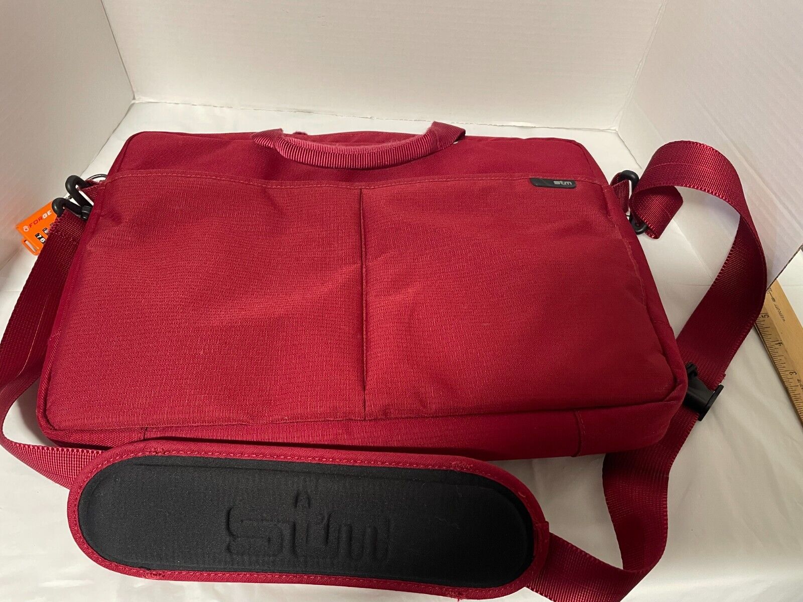 STM Laptop Red Bag Faux Fur Lined