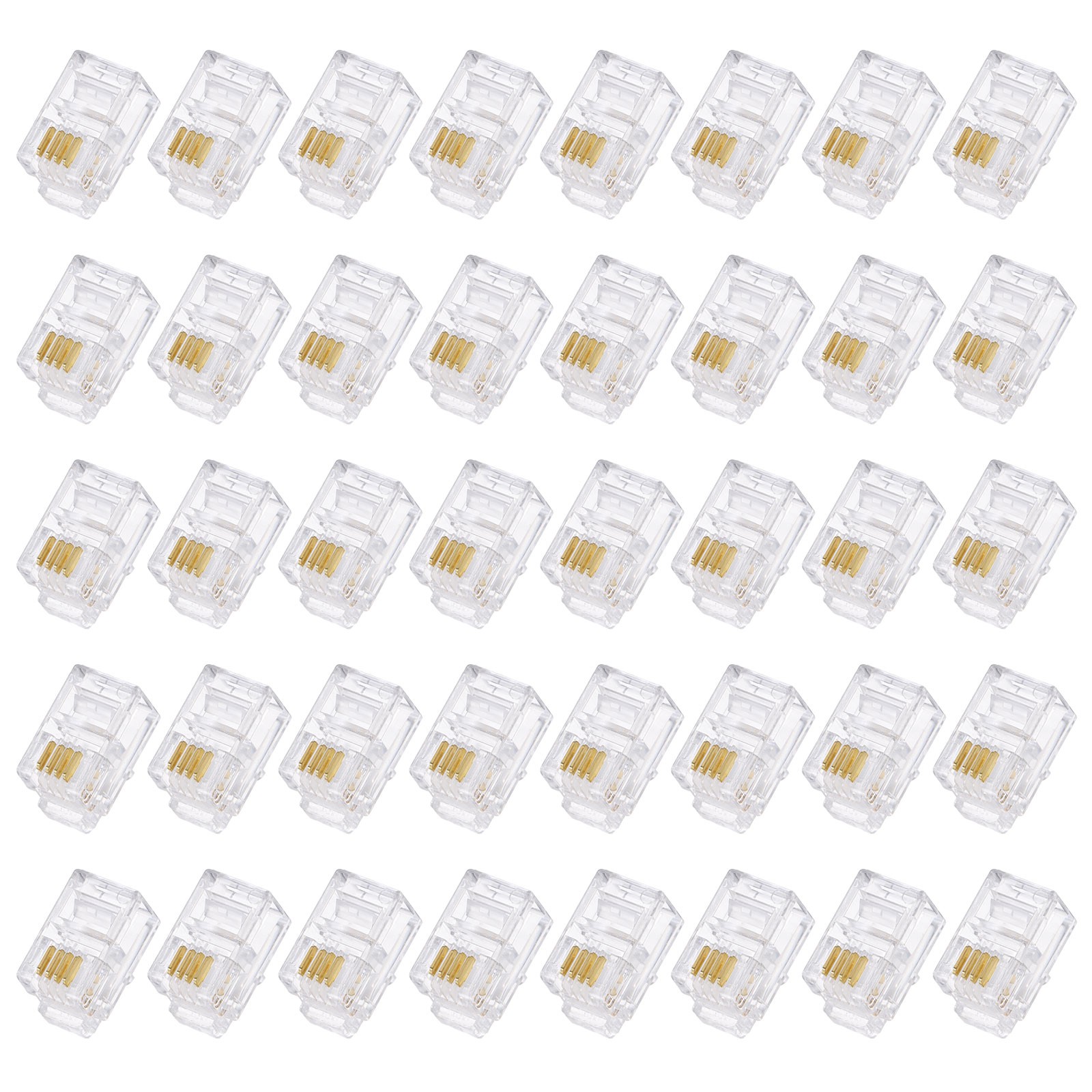 Telephone Modular Plug Male RJ9/RJ10/RJ22 Connectors, Copper Core 4P4C 40pcs