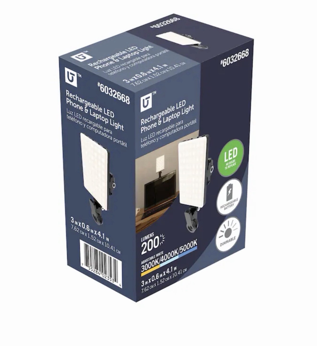 Utilitech Rechargeable Clip-on LED Light for Phone Tablet or Laptop/NEW