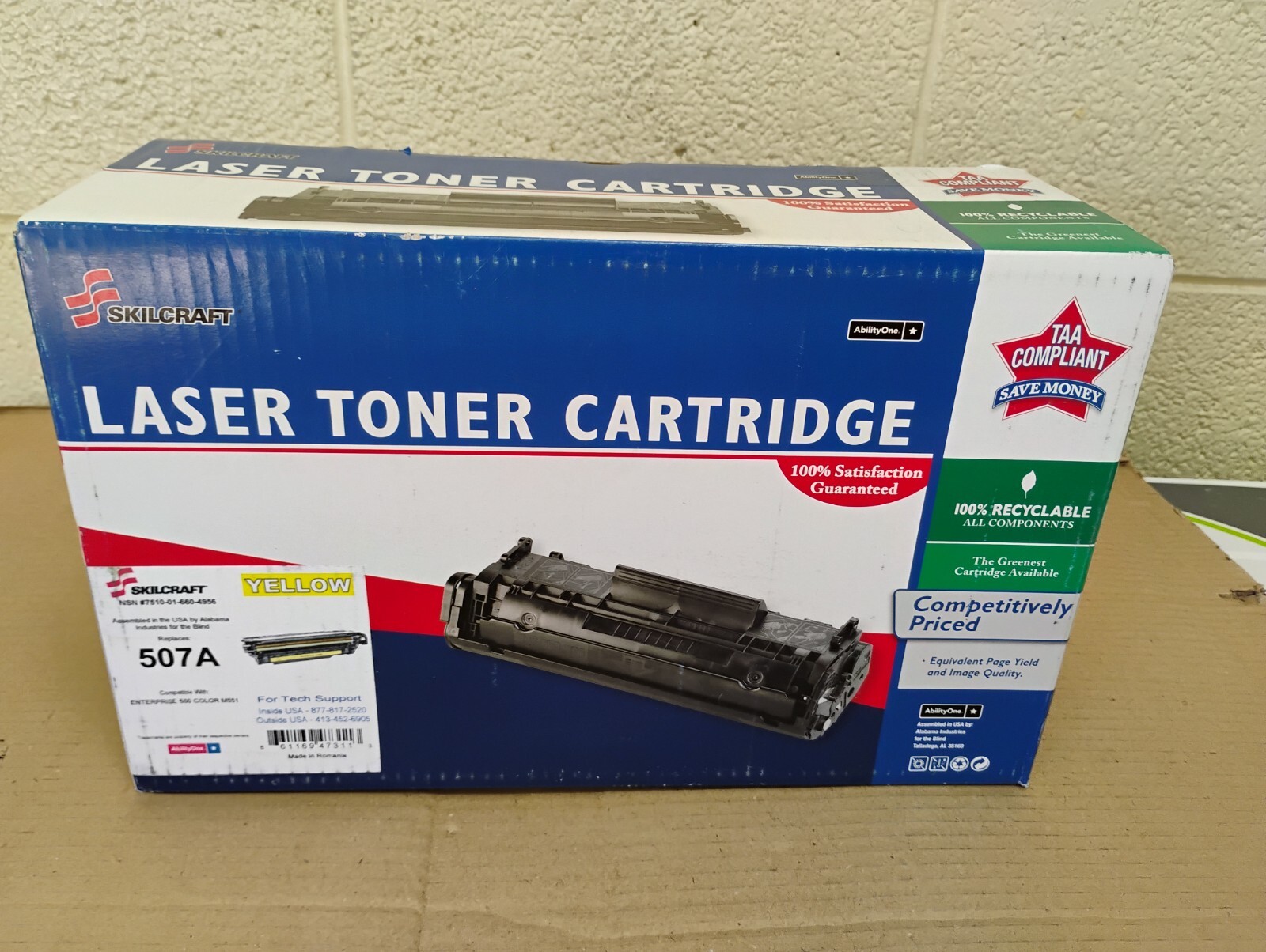 507A CE402A Yellow Compatible for HP LaserJet M551dn Toner Cartridge