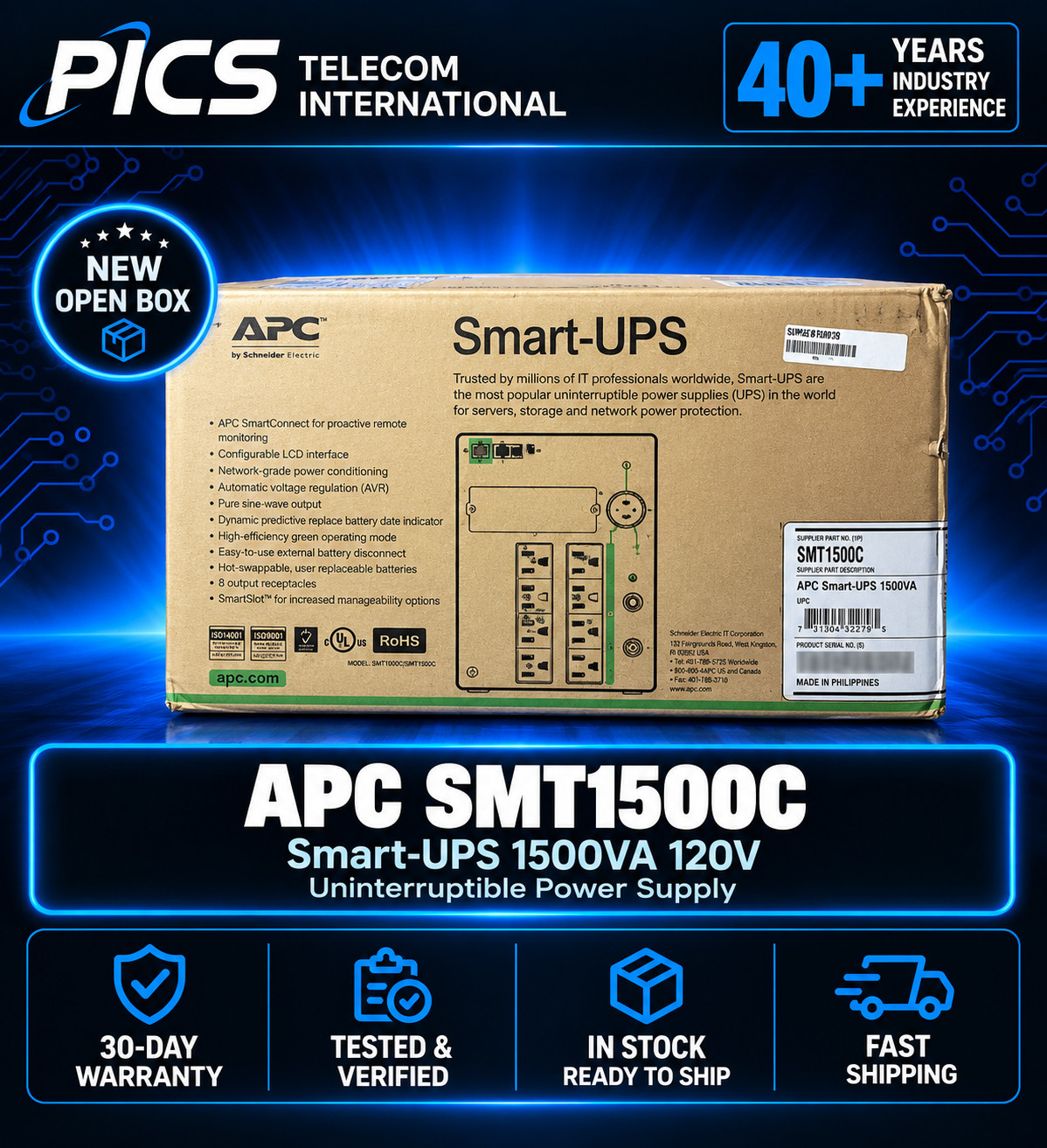 APC SMT1500C Smart-UPS 1500VA 120V Uninterruptible Power Supply NEW OPEN BOX