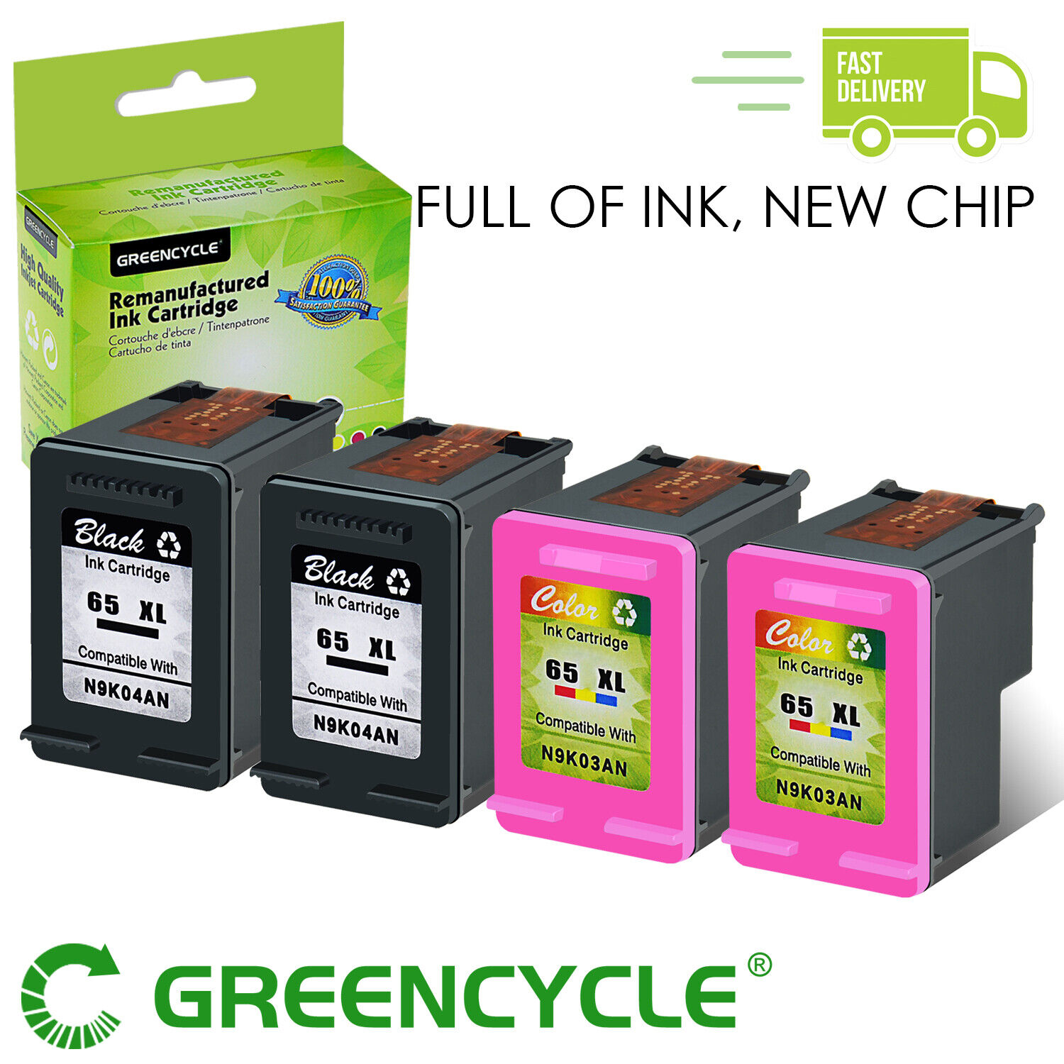 65XL 2PK Black 2PK Color Ink cartridge for HP Deskjet 3755 3758 3733 ENVY 5058