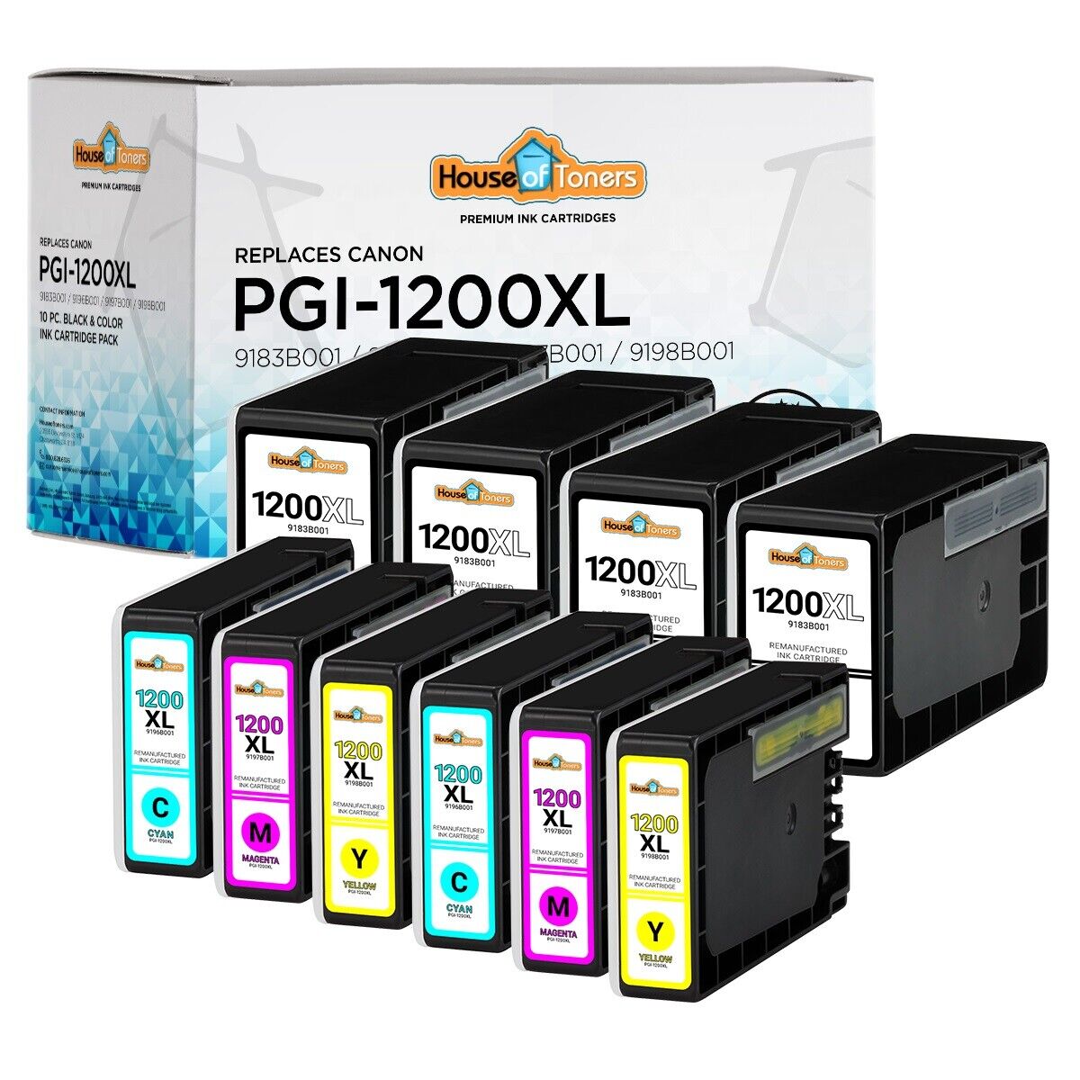 10pk PGI-1200XL PGI1200XL Ink Cartridges for Canon Maxify MB2020 MB2120 Printers