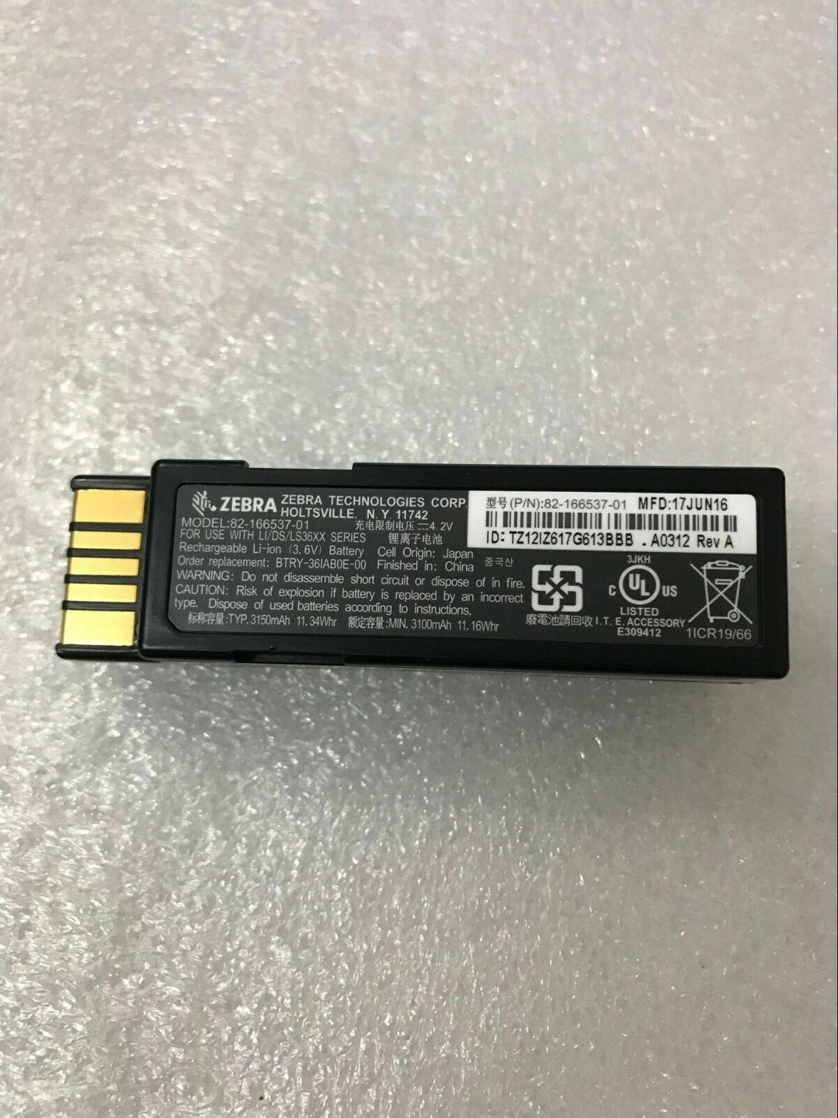 New Original 82-166537-01 Battery For Zebra Scanners DS3678 LI3678 LS3678