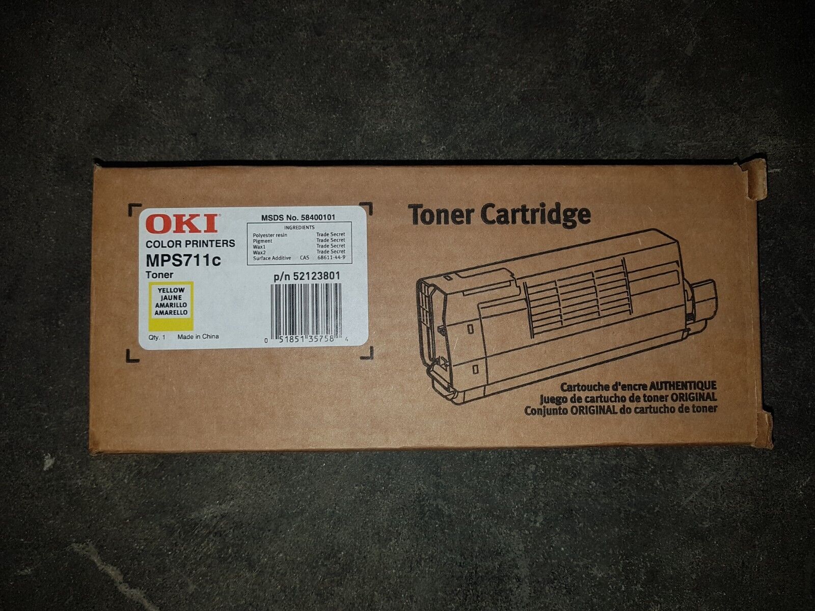 Genuine Oki 52123801 Yellow Toner Cartridge MPS711c BNIB