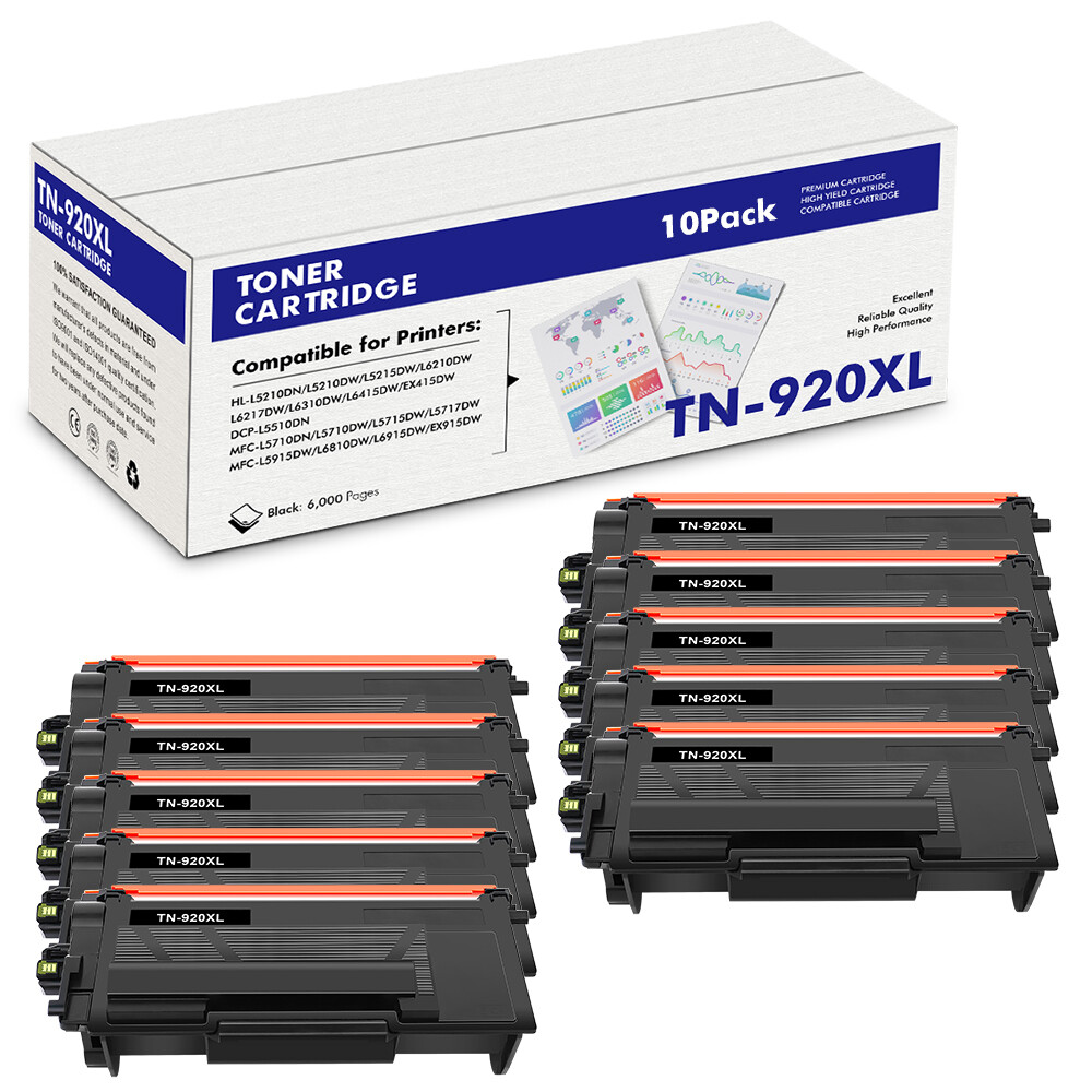 10PK TN920XL Compatible With Brother TN920 Toner HL-L5210DW L5215DW MFC-L5715DW