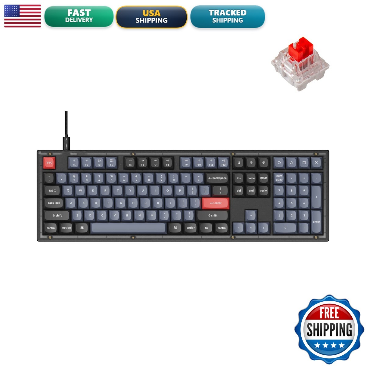 Keychron V6 Wired Mechanical Keyboard, Full-Size QMK/VIA Programmable Macro