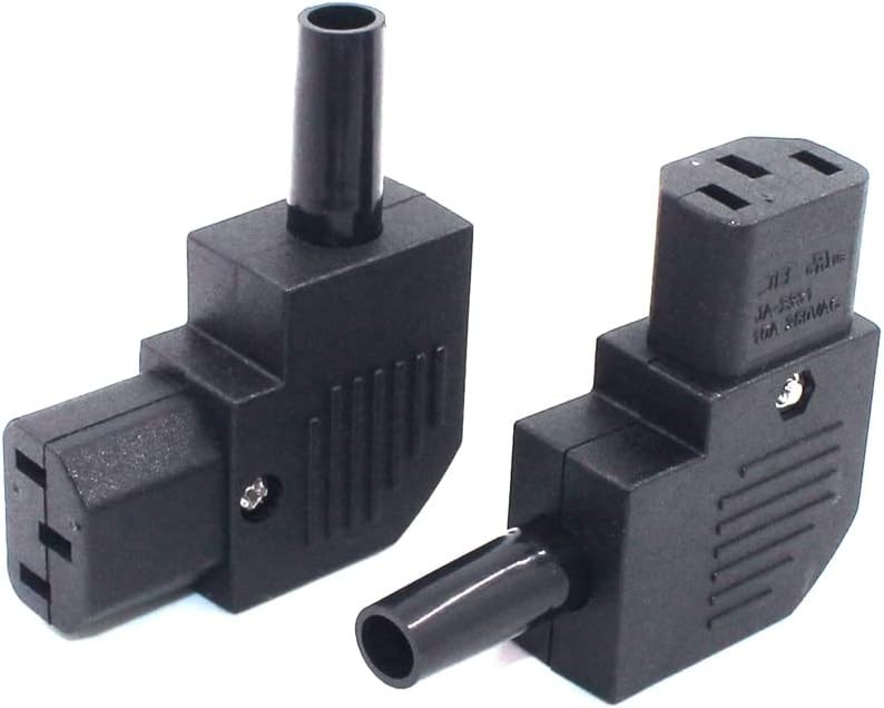 AC110-250V 10A Female IEC320 C13 Power Socket Adapter Connector Right Angle 2Pcs