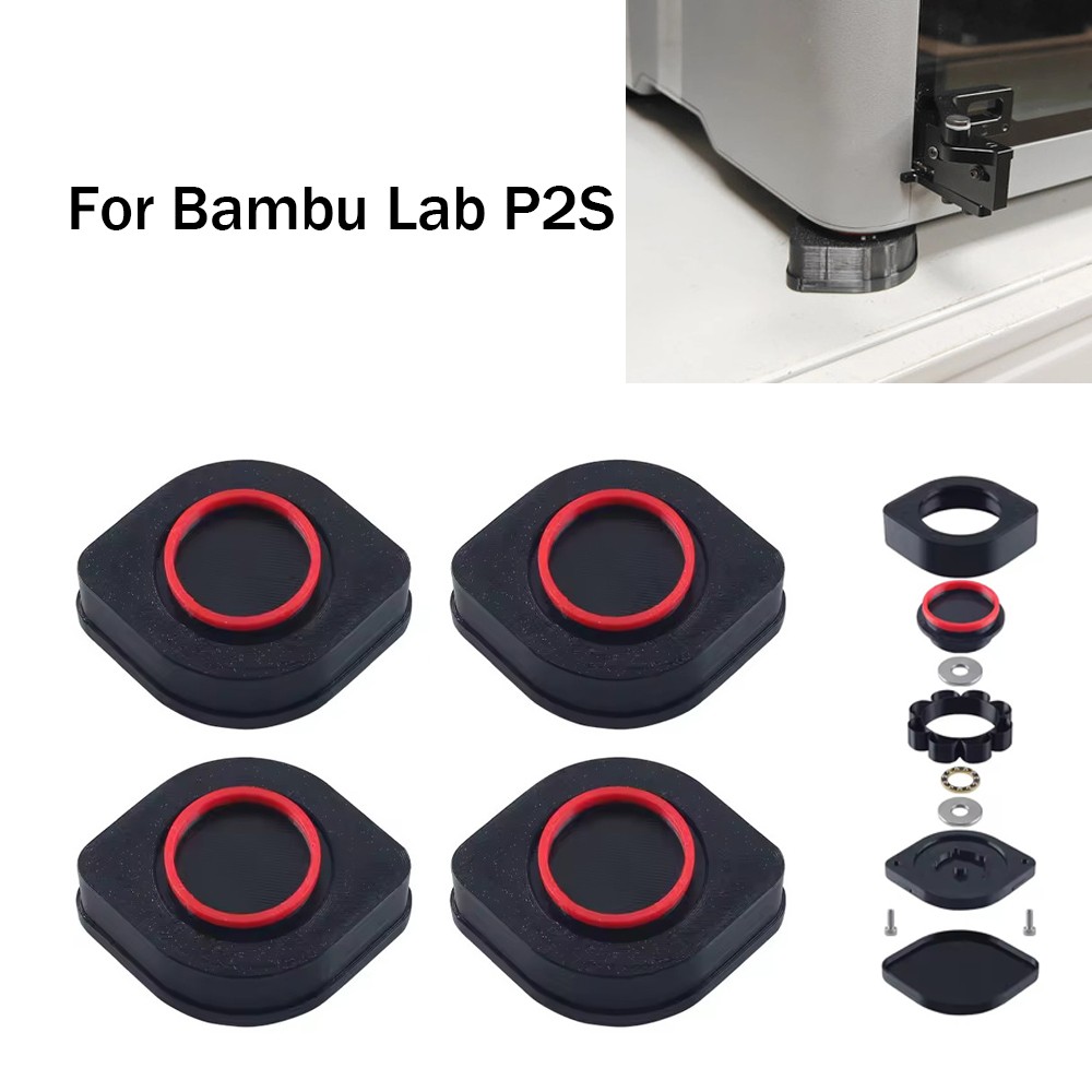 4Pcs 3D Printer Anti-Vibration Feet For Bambu Lab P2S Shock-Absorbing Foot Pad