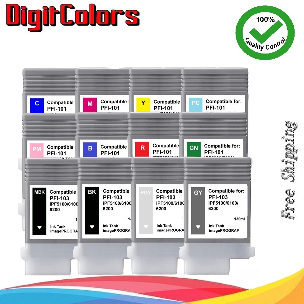 Any 6 colors Ink Tank Cartridge PFI-101&PFI-103 for Canon IPF 5100 6100 6200
