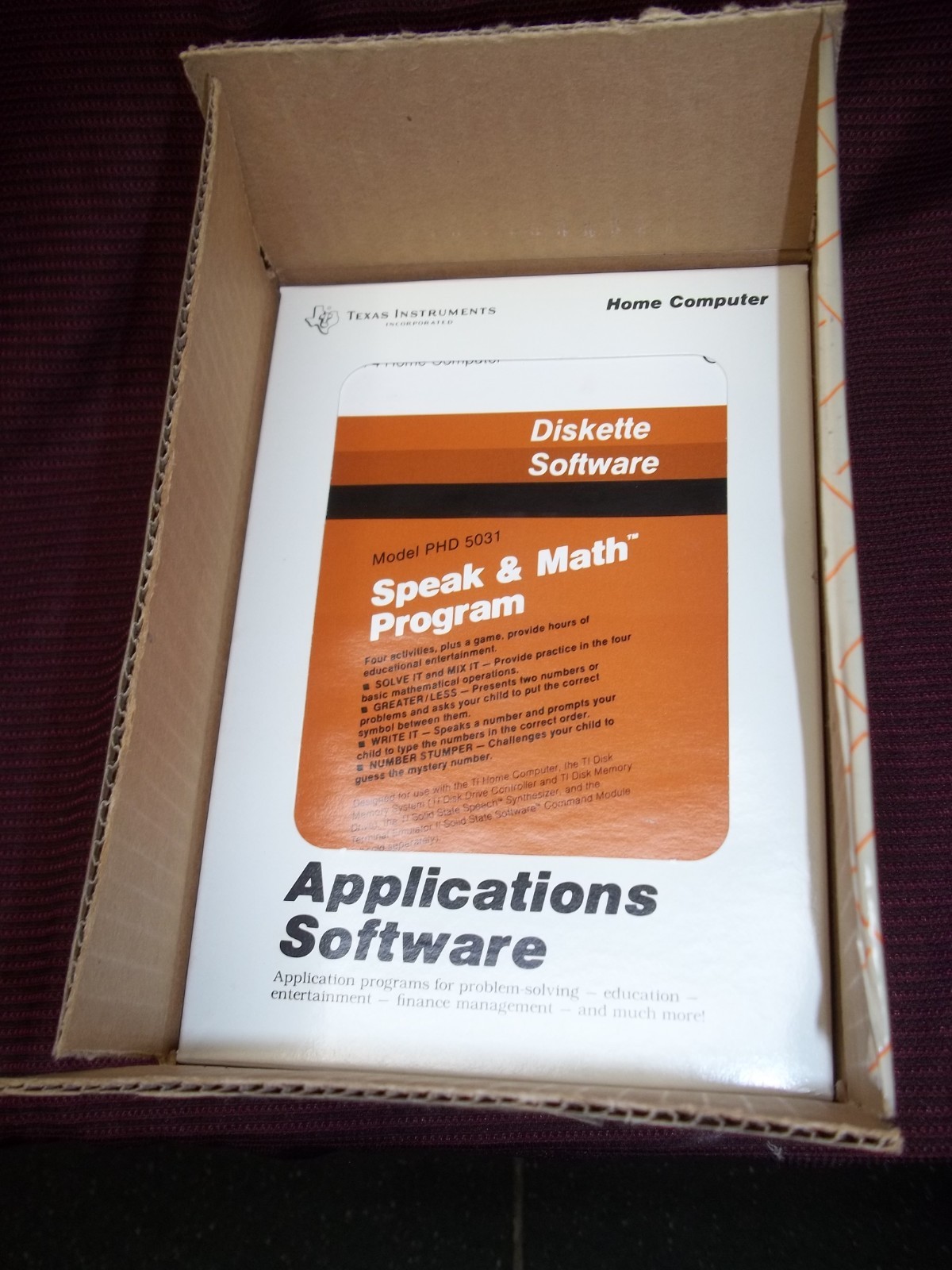 NEW TI-99/4A TI-99/4 Disk SPEAK & MATH PROGRAM NOS Diskette Education PHD 5031