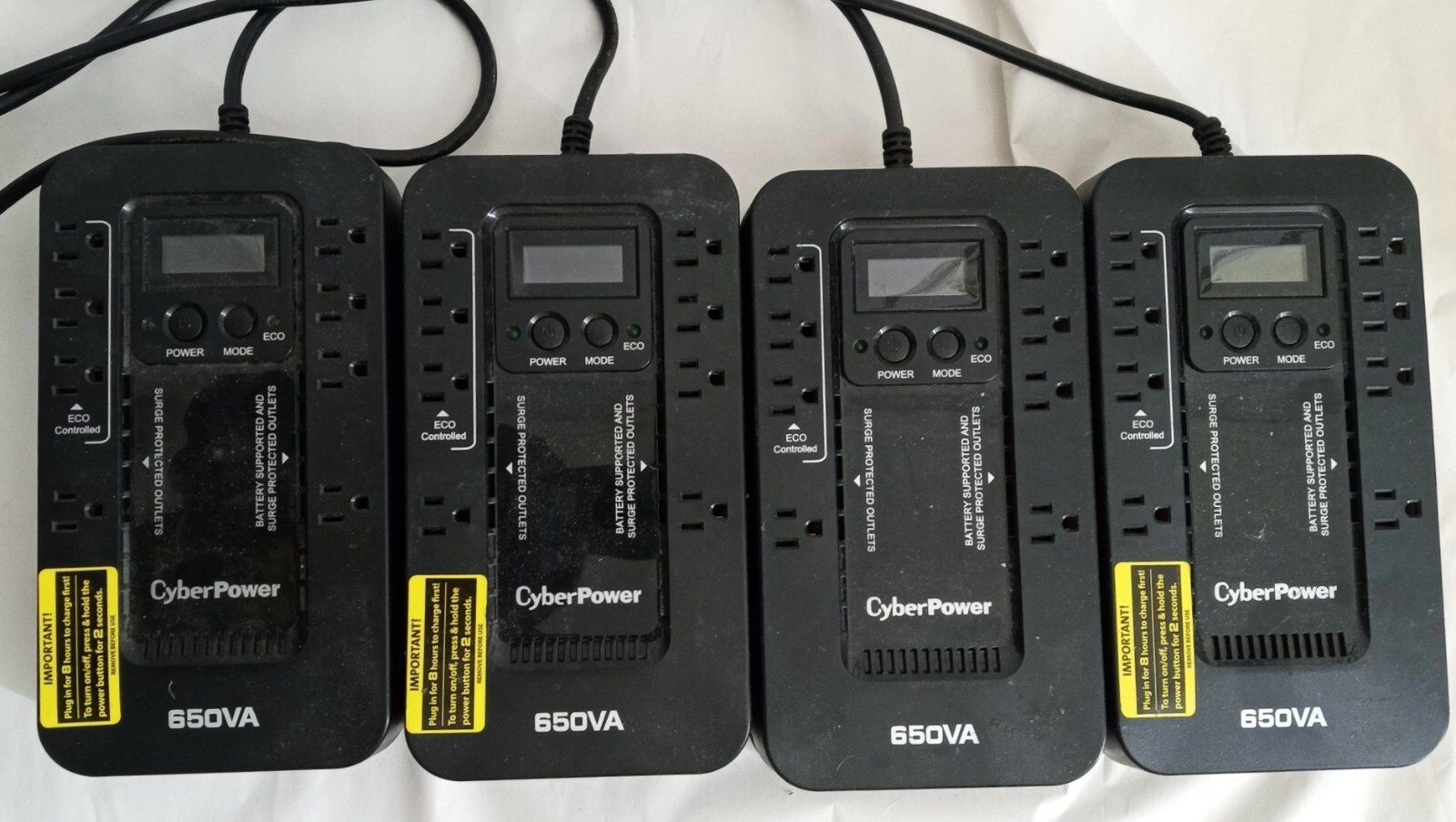 NO BATTRIES - LOT OF 4 - Cyber-Power EC650LCD Ecologic 650VA/390W LCD ECO UPS