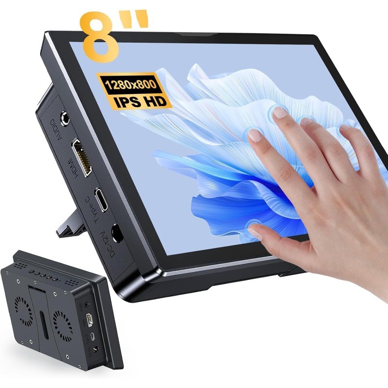 8 Inch Touchscreen for Raspberry Pi,5-Point 1280 * 800 IPS Touchscreen Portable