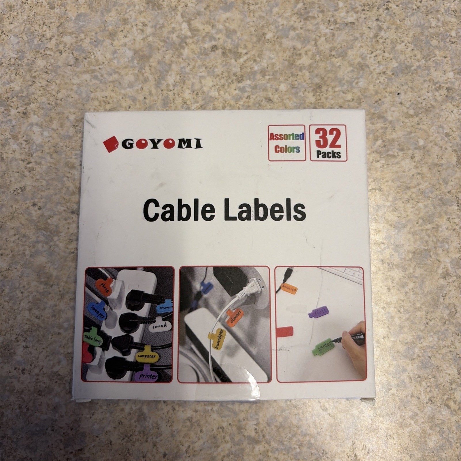 GOYOMI Self-Adhesive Cable Labels, Multicolor Plastic, 32 Pack