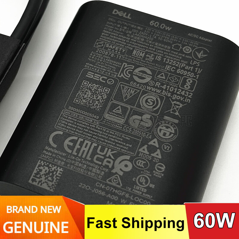 LA60NM200 Original XPS13 plus 9320 Power Supply 60W GaN 20V3A USB-C Charger