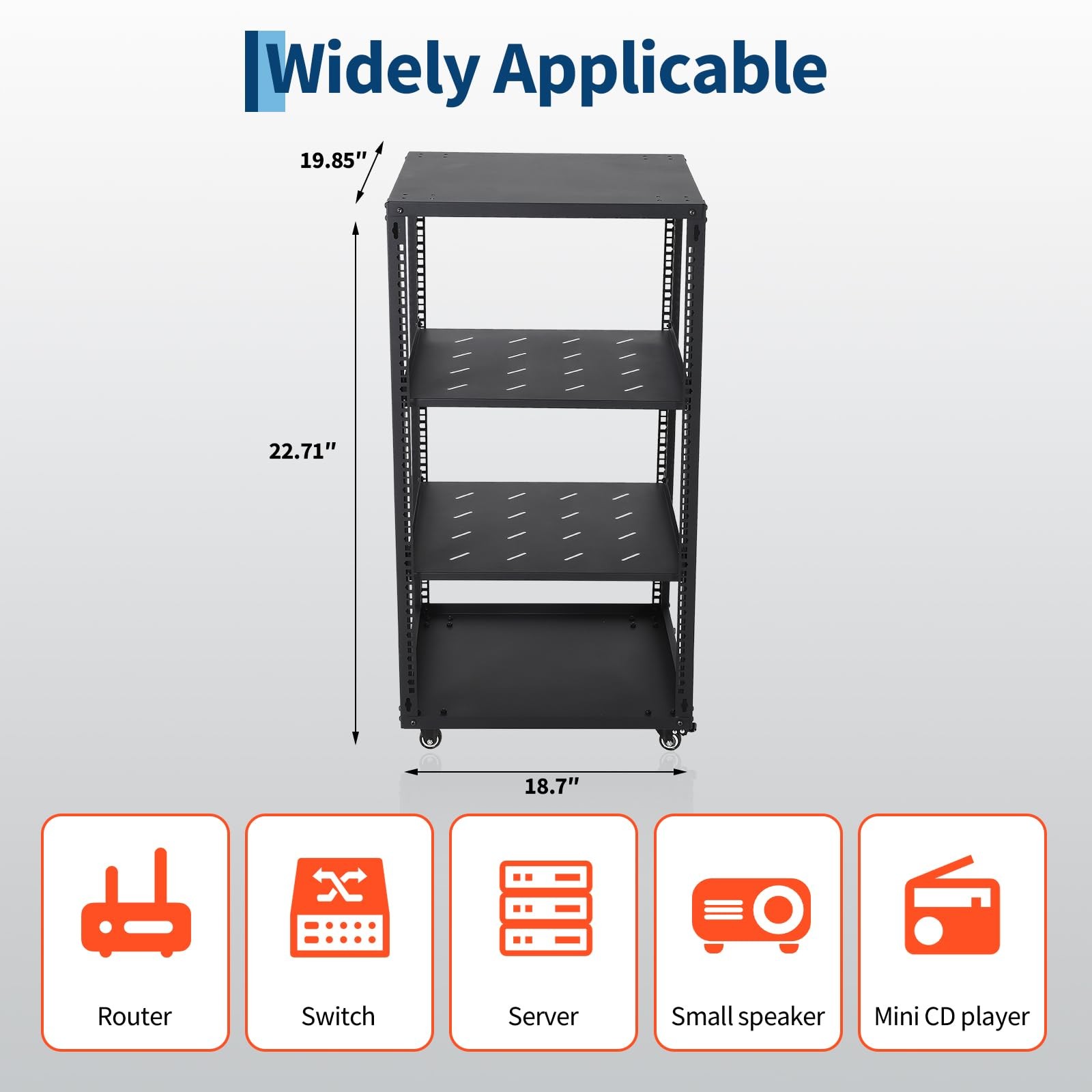 Heavy Duty 12/15U Open Frame Network Server Rack Made Of 1.2mm Steel, 19-Inch Eq