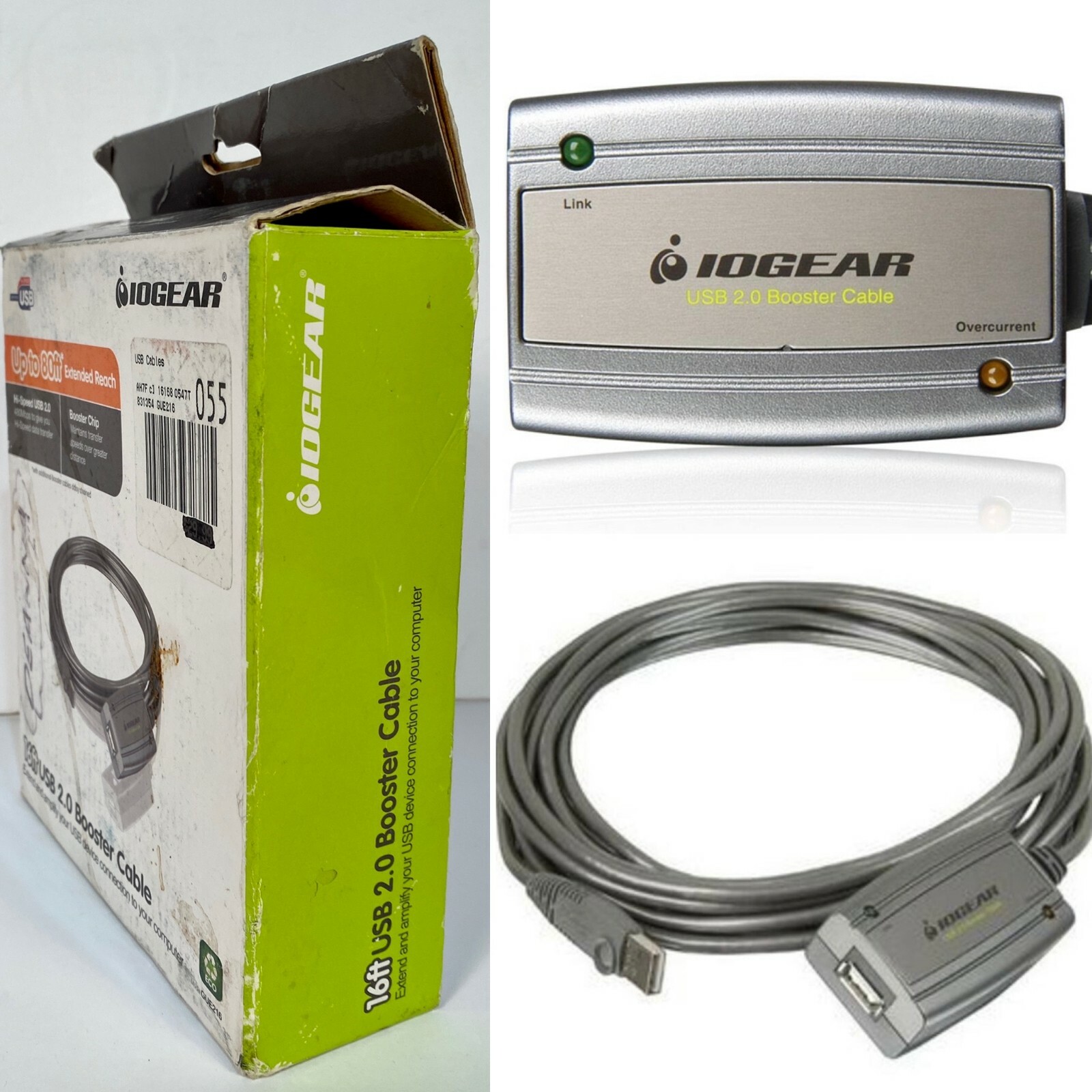 IOGEAR Premium 16' USB 2.0 Booster Extension Cable GUE216 w/Built-In Chip