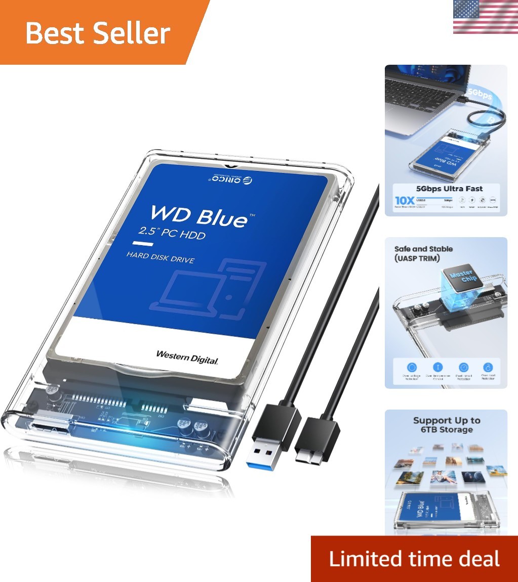 Versatile 2.5'' External Hard Drive Enclosure - Compatible with Windows & Mac