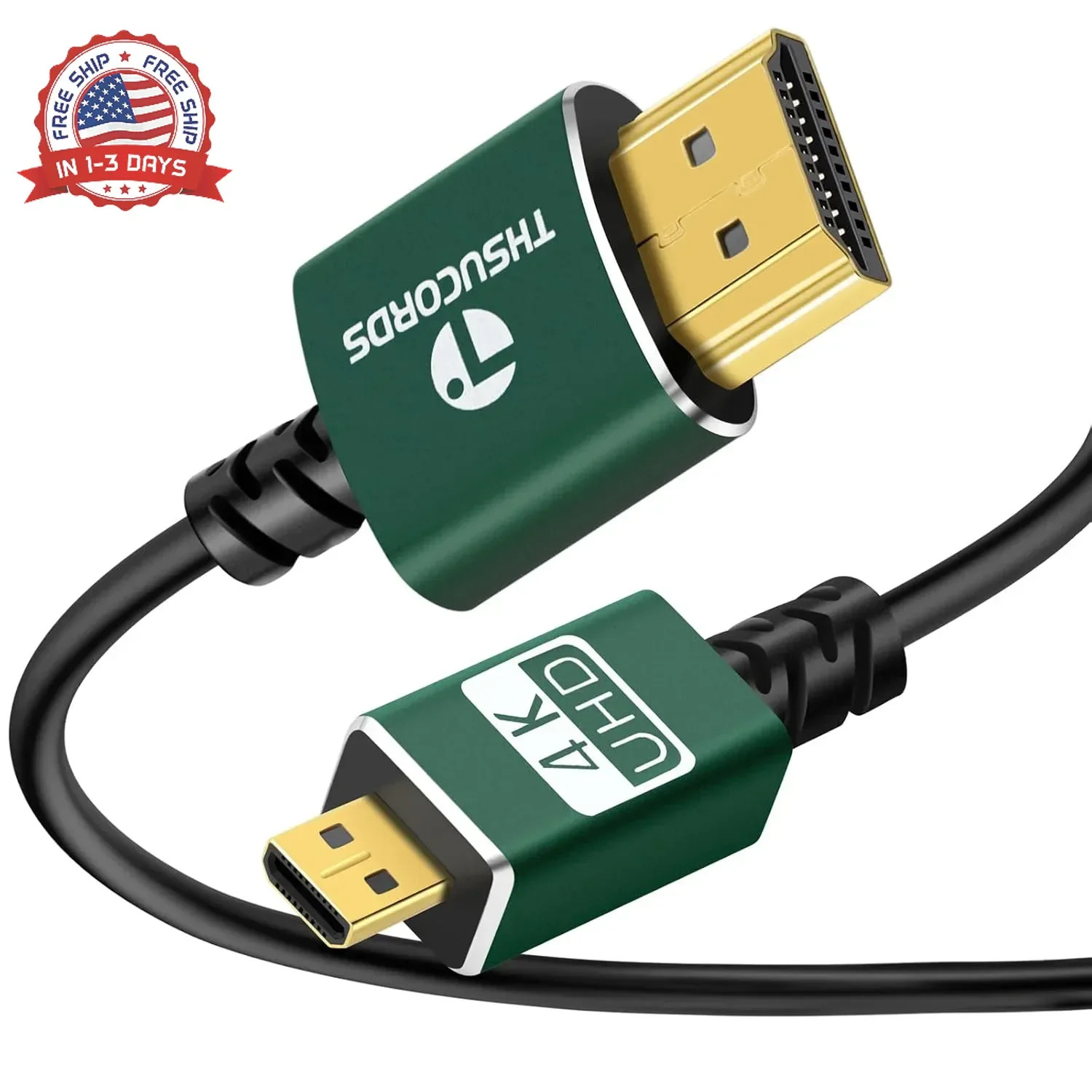 Thin Micro HDMI to HDMI Cable 6.6FT, Ultra Slim&Flexible Soft Micro HDMI D Type