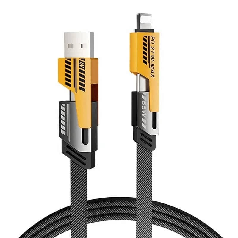 65W 4-in-1 Fast Charging Cable USB-C iPhone Multi Device Cord