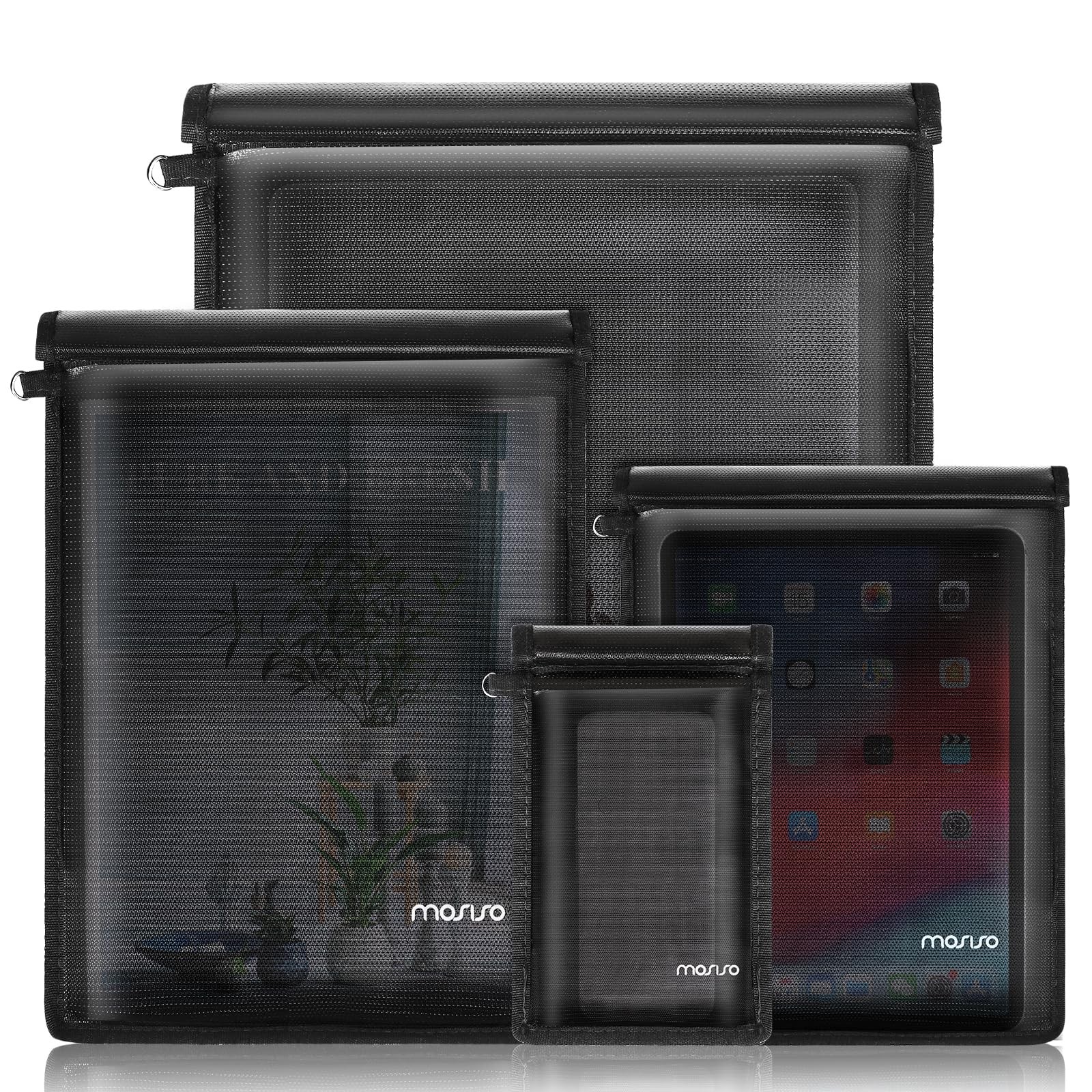 MOSISO 4 Pack Faraday Bag Sleeve for Laptops&Tablets&Phones&Car Keys, Faraday Ca