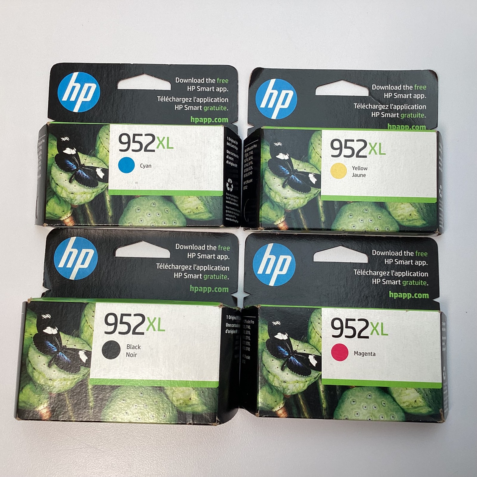 4 Pack of OEM HP 952XL High Yield Ink Cartridges CMYK Exp 06/2025-10/2025 - New