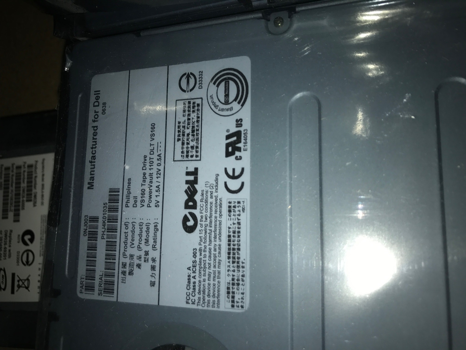 Dell CH099 PowerVault 110T DLT VS160 Internal SCSI LVD Tape Drive