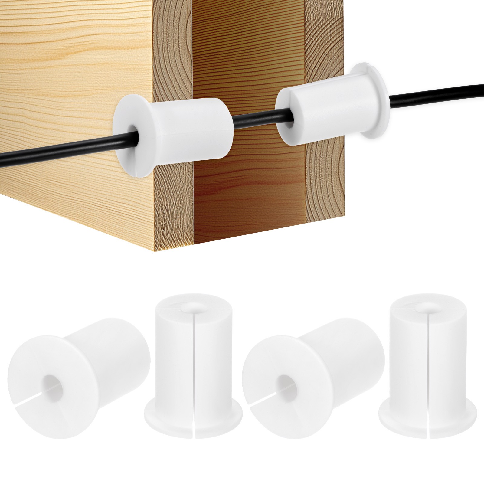 4pcs Cable Routing Kit for 1" Wall Hole 38mm Length Wall Grommet White