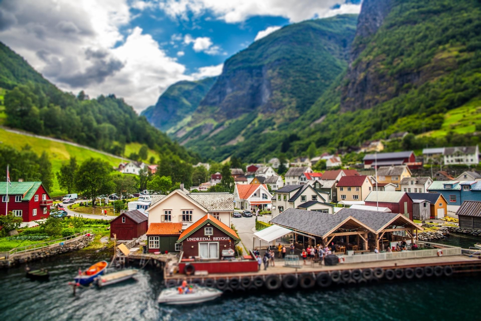 Landscape norway tilt shift art idyllic nordic s Custom Gaming Mat Desk
