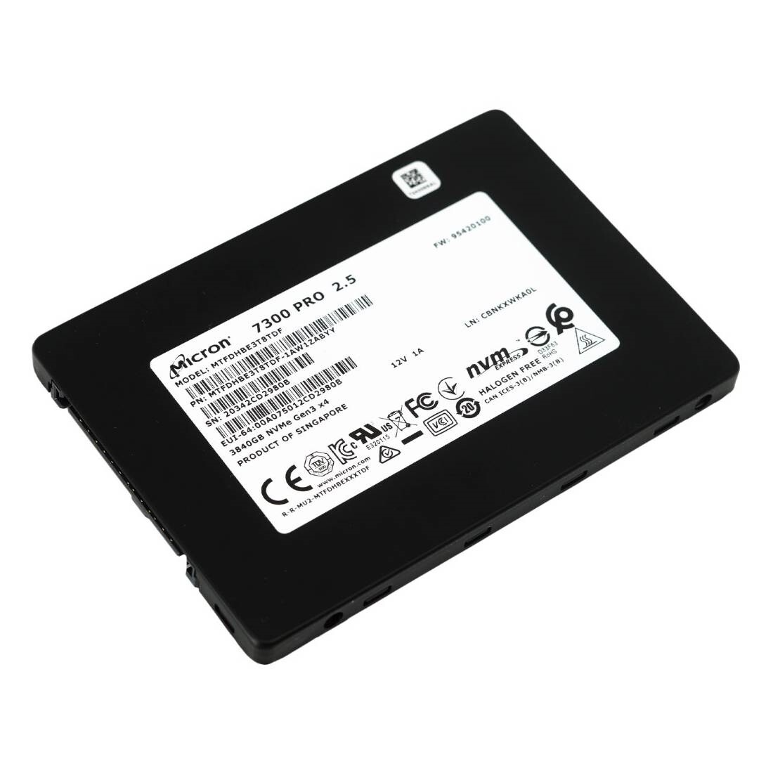 Micron 7300 PRO 3.84TB U.2 SSD 2.5" PCIe 3.0 NVMe MTFDHBE3T8TDF-1AW1ZABYY--