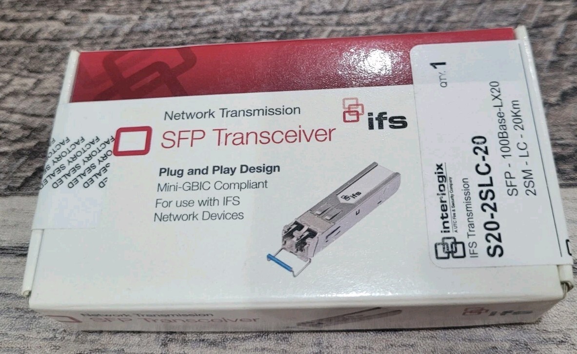 Interlogix IFS S20-2SLC-20 SFP 100Base-LX Single Mode LC 20km 1310nm NEW