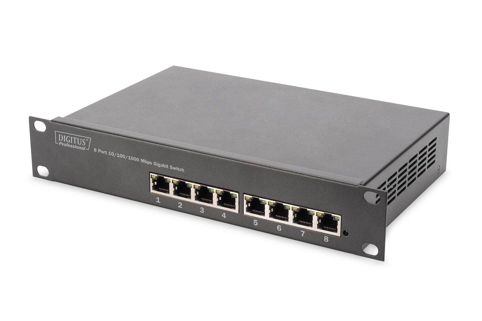 DIGITUS Gigabit Ethernet Netzwerk-Switch - 10 Zoll - 8 Ports - Unmanaged - Backp