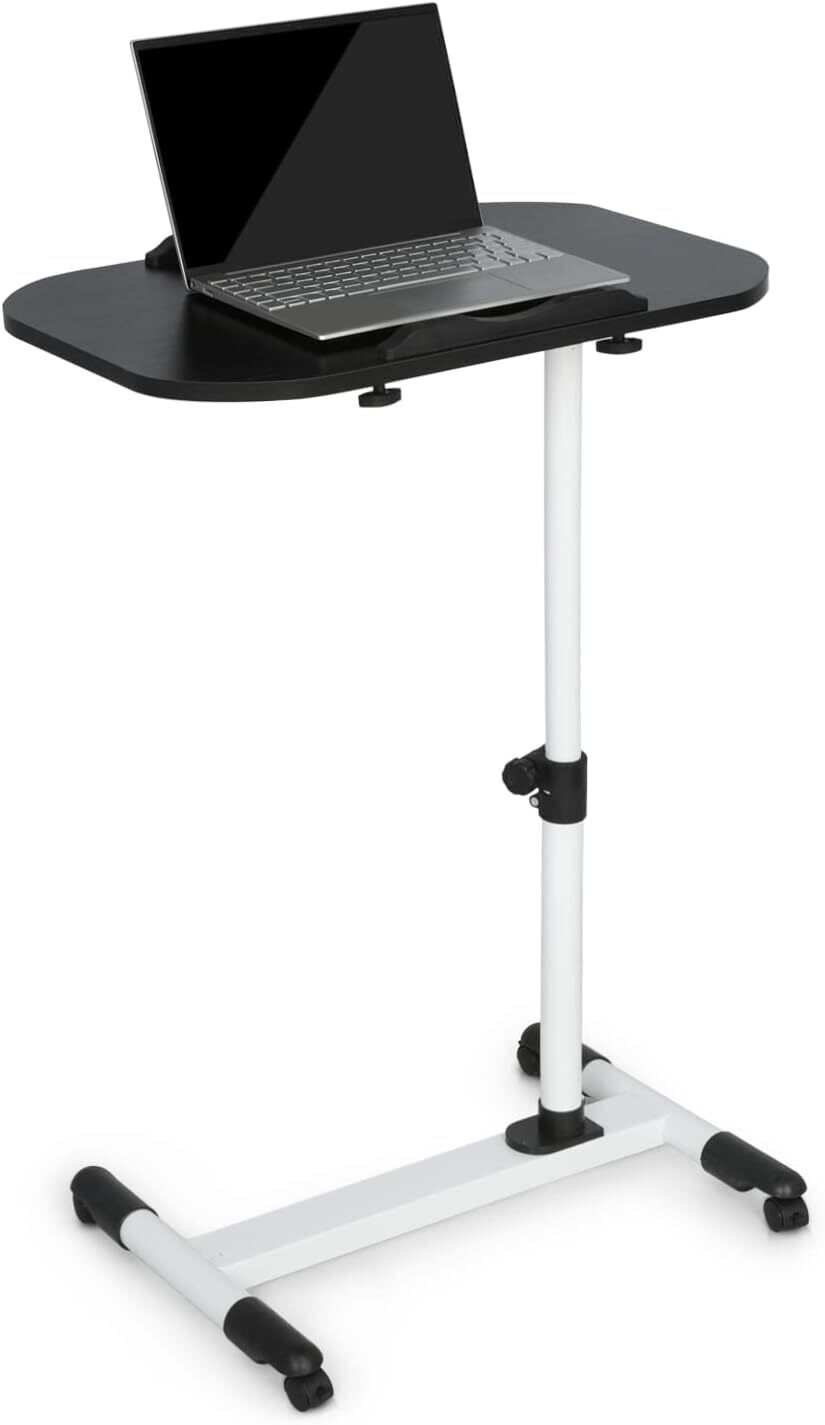 Magshion Mobile Portable Laptop Desk Stand Rolling Standing Black Black/White 