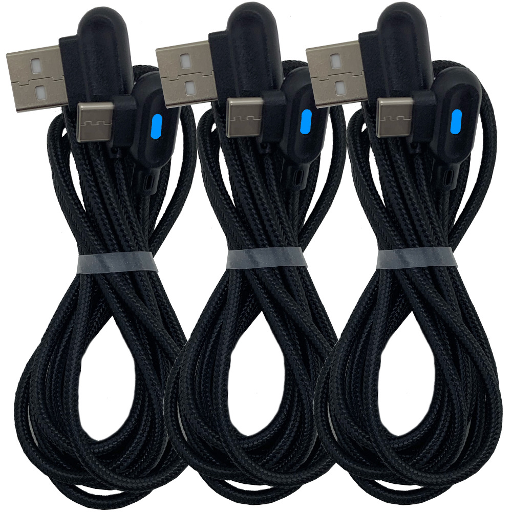 3Pcs 3/6Ft 90 Degree Right Angle USB C Fast Charger Cable Lot Type C For Samsung