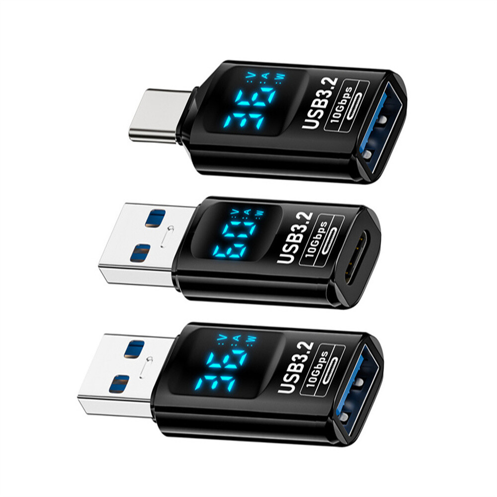 CY 3pcs/lot Type-C Smart LED Display USB-C to USB3.2 10Gbps Data Fast Charging