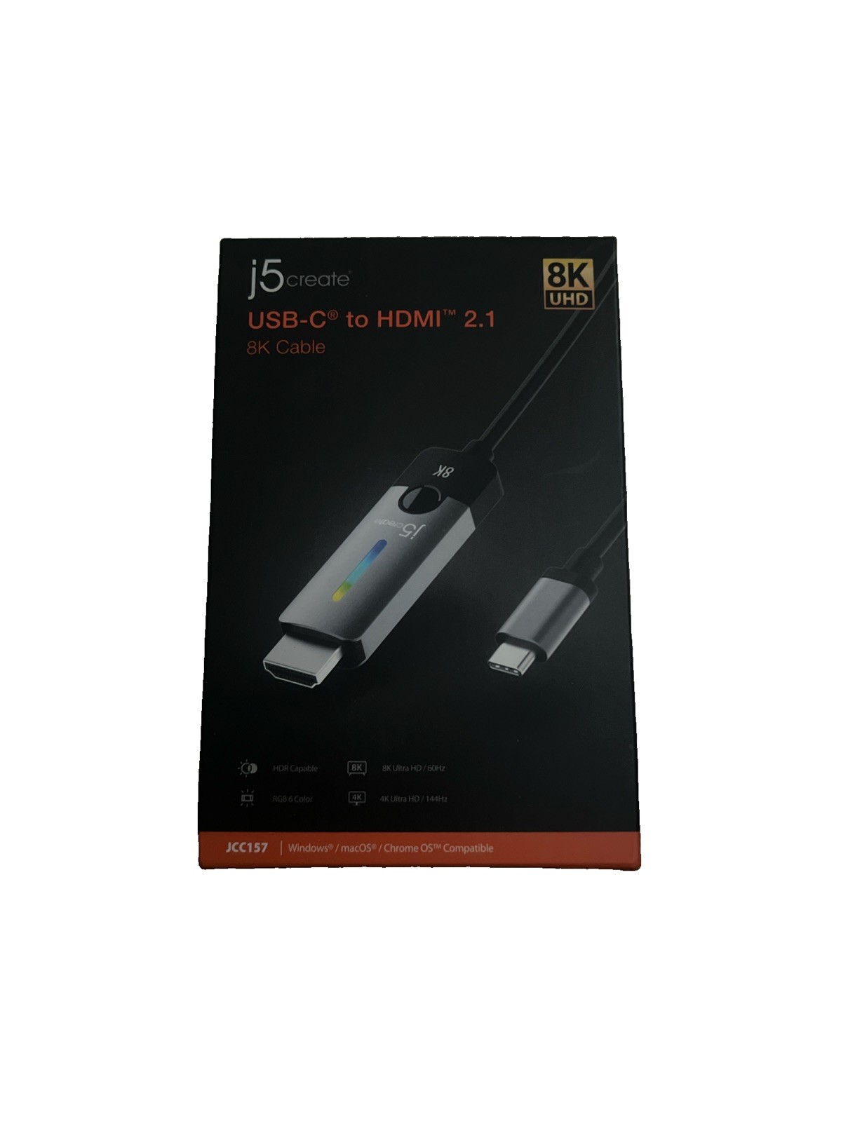 J5create USB-C to HDMI 2.1 8K Cable Space Grey/Black