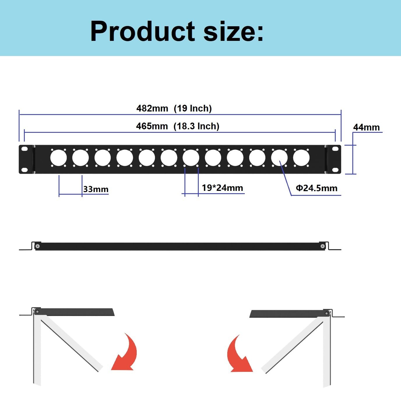 1U Hinged D-Series 12 Connectors Punch-Out Component Panel