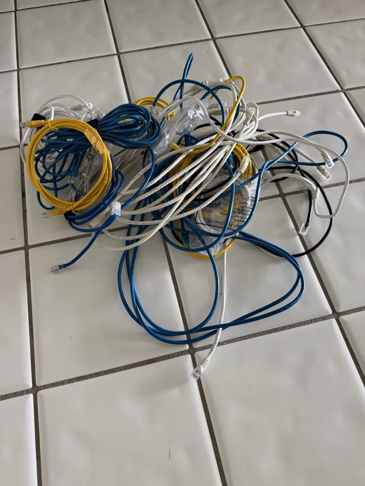 Lot of Multicolor RJ-45 Ethernet Patch Cables, Round, RJ-45 to RJ-45