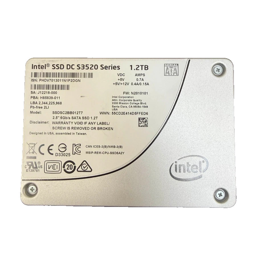 Intel SSD DC S3520 Series 1.2TB 2.5" SATA 6Gb/s Solid State Drive tested