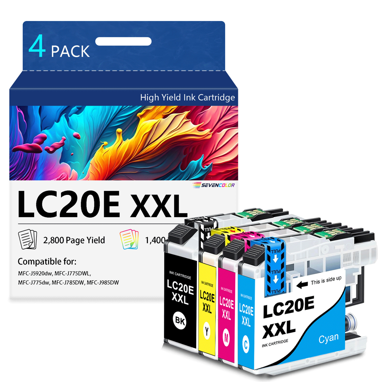 LC20EXXL Super High Yield Ink Cartridge Set Compatible for MFC-J5920DW, 4Pack