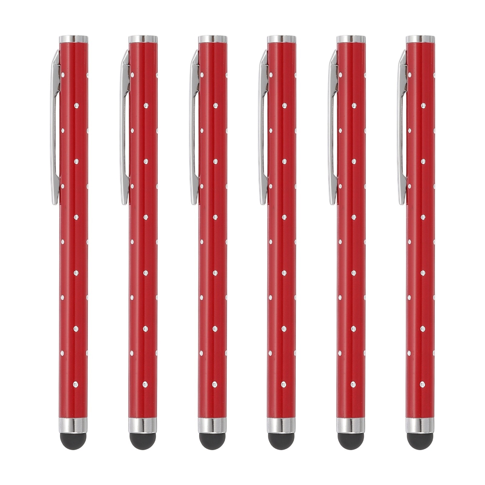 6Pcs Bling Crystal Stylus Pens for Touch Screens Red