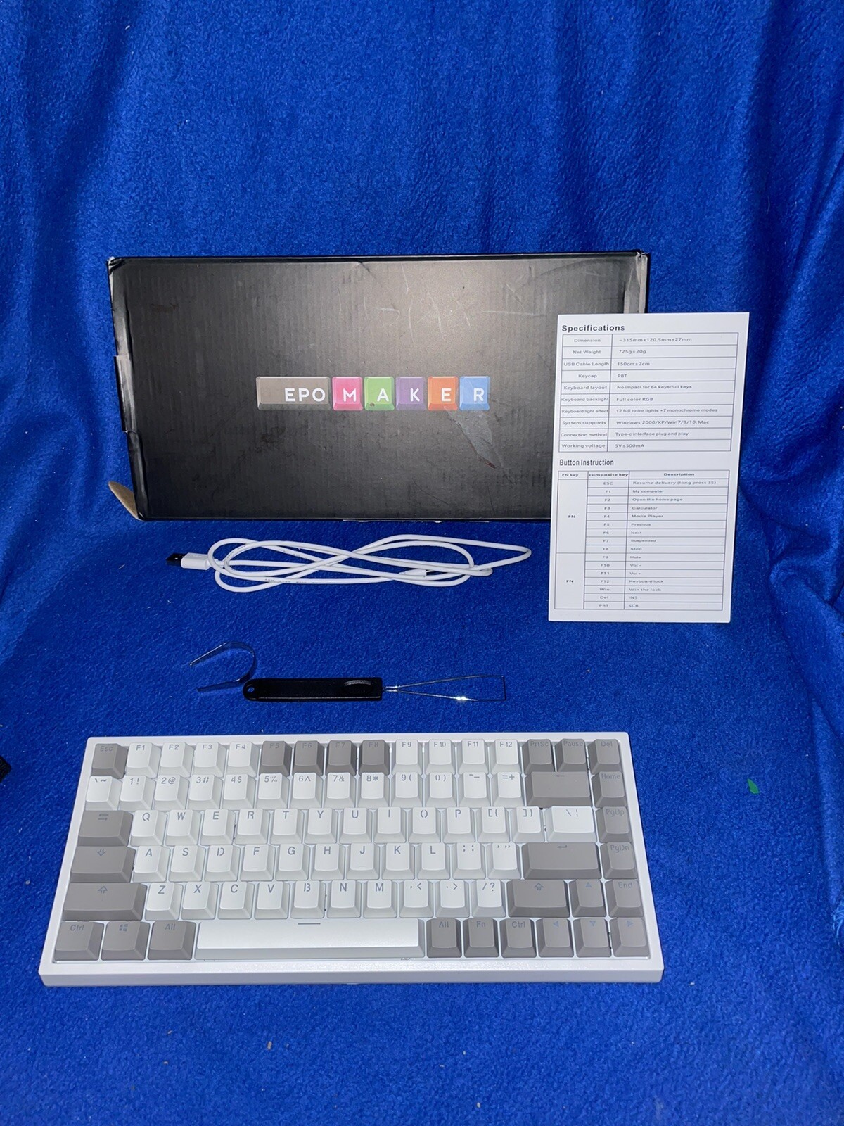 New In Open Box Epomaker EP-84 Wired Mechanical Gaming Keyboard With Accessories