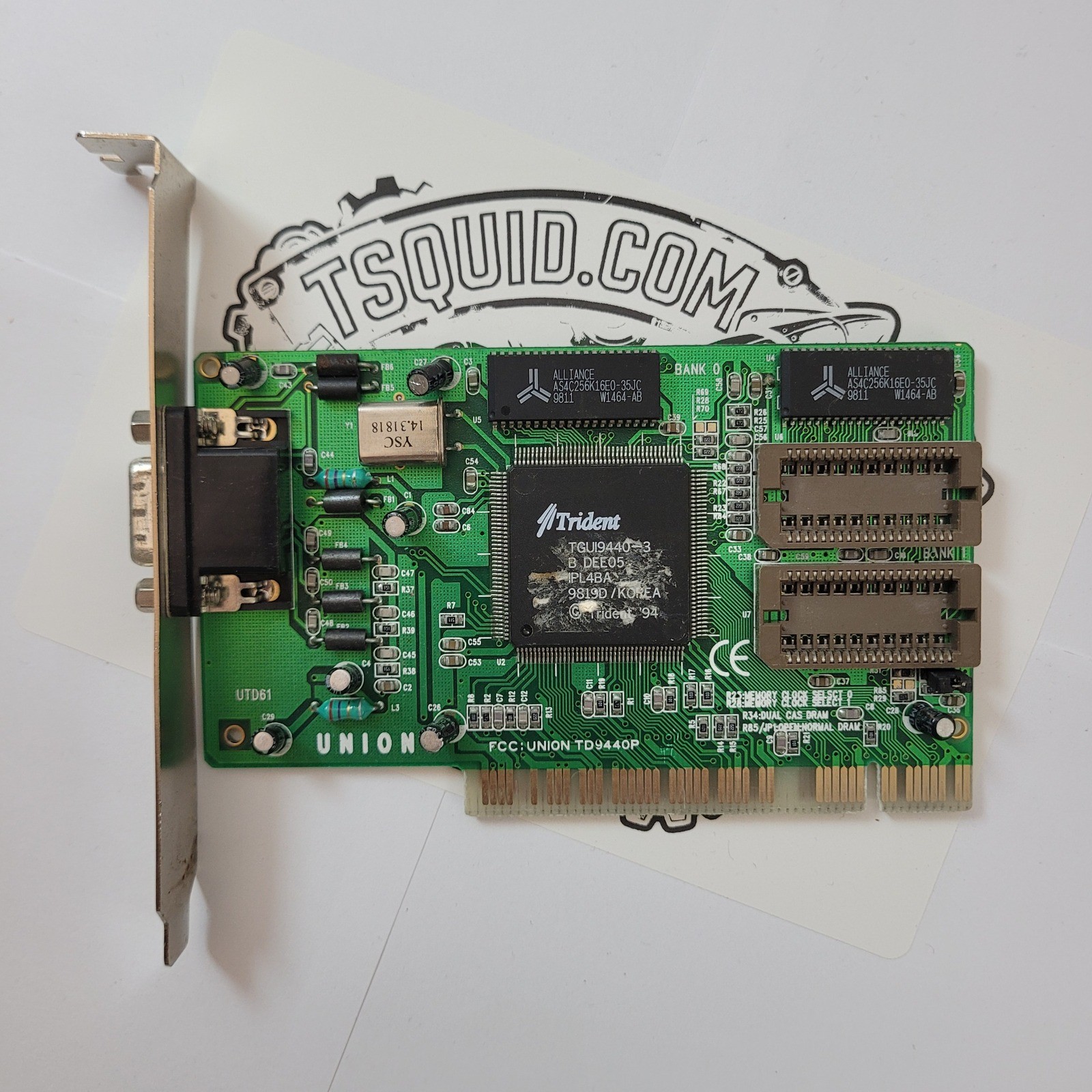 Trident TGUI9440-3 PCI Video Graphics Card Union TD9440P 1MB VGA Retro PC