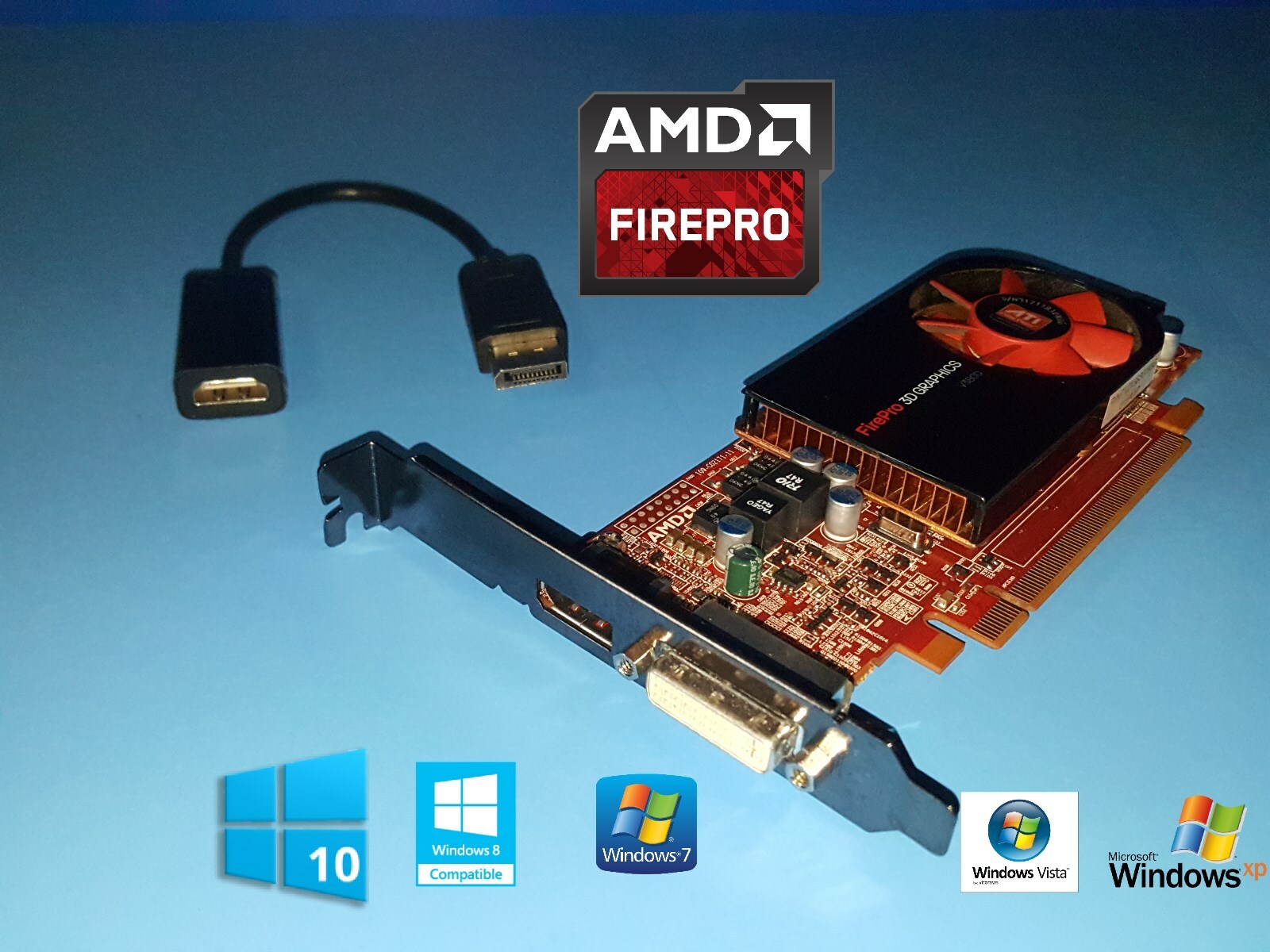 Acer Aspire TC-780 TC-865 TC-885 AMD DVI DP Video Card w/ HDMI Adapter