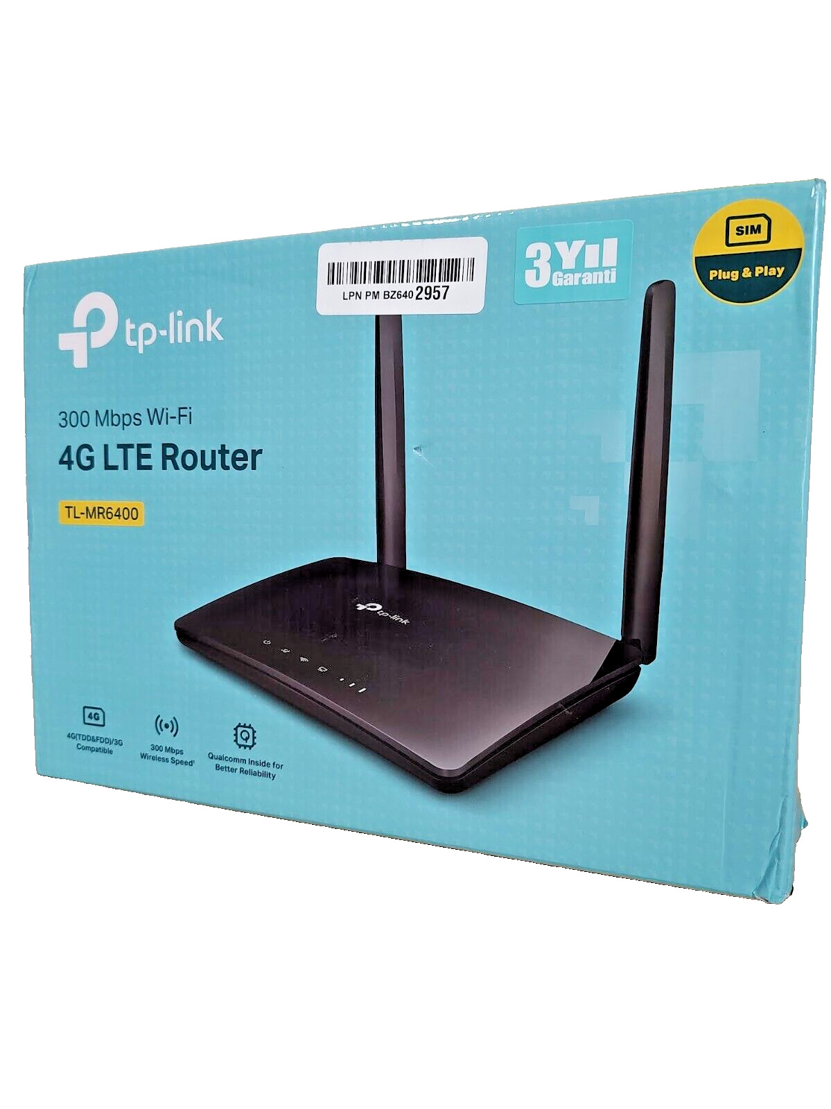 TP-Link TL-MR6400 N300 Wireless N 3G/4G LTE Router 2.4GHz (300Mbps) 802.11bgn 3x