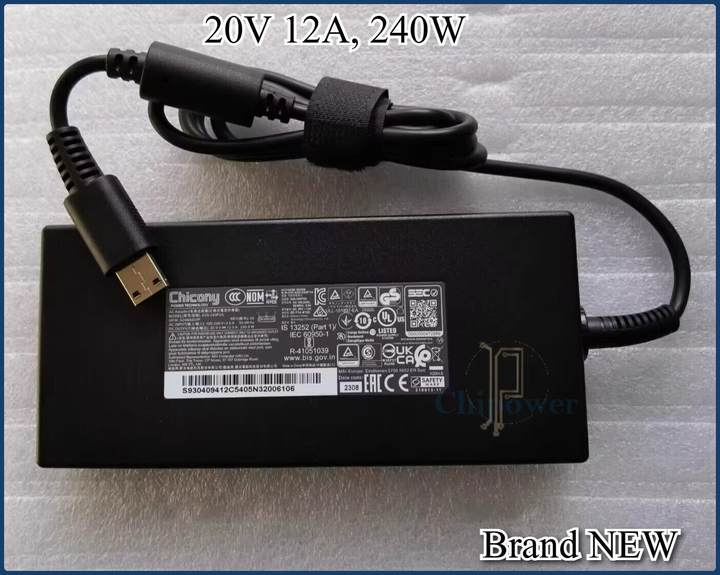 Original 240W Laptop AC Adapter for MSI Vector GP76 12UE, Vector GP76 12UE-270