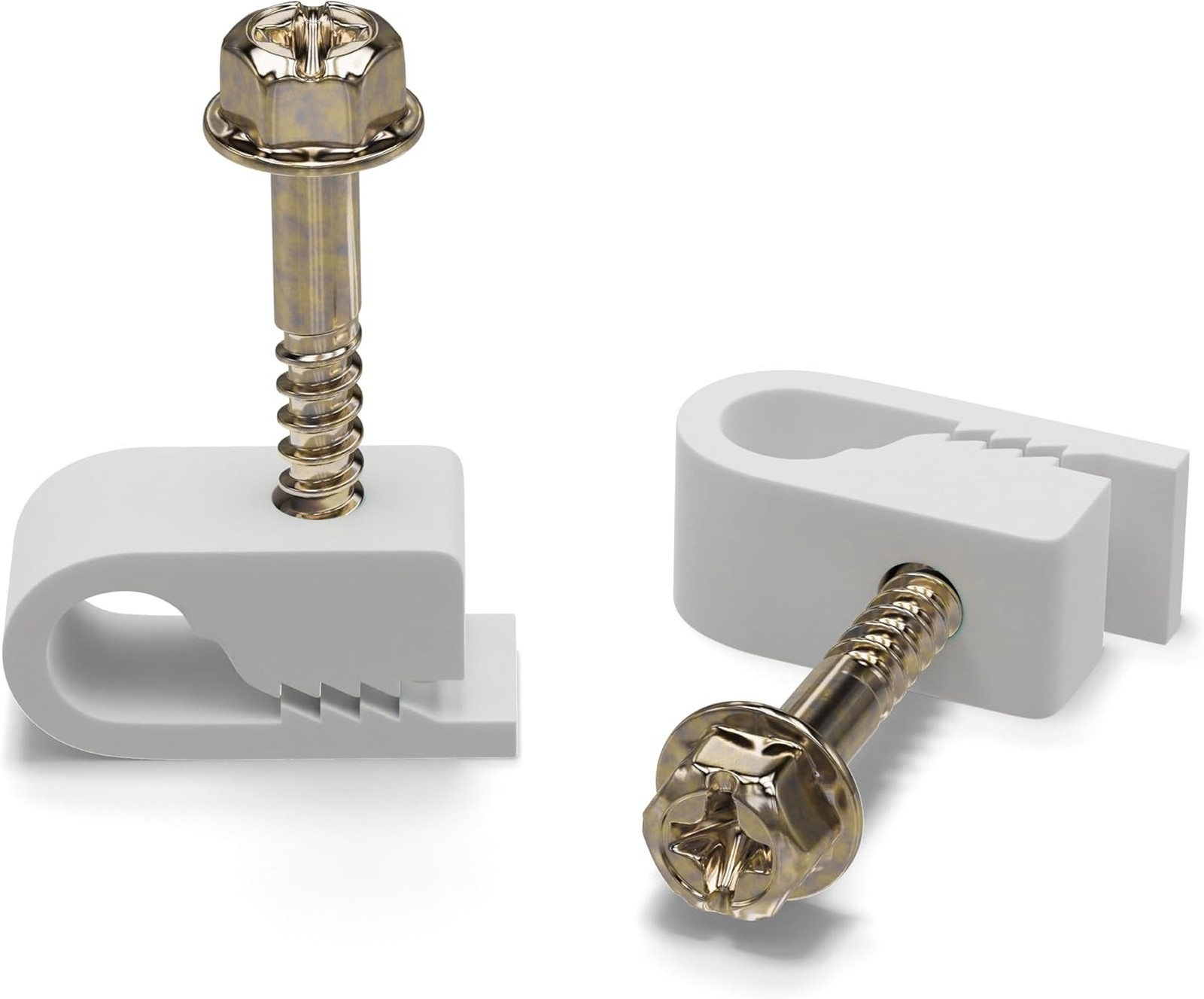 Cable Clips with Screws 1/4 Inch Coaxial Electrical Wire Clamps Outdoor White